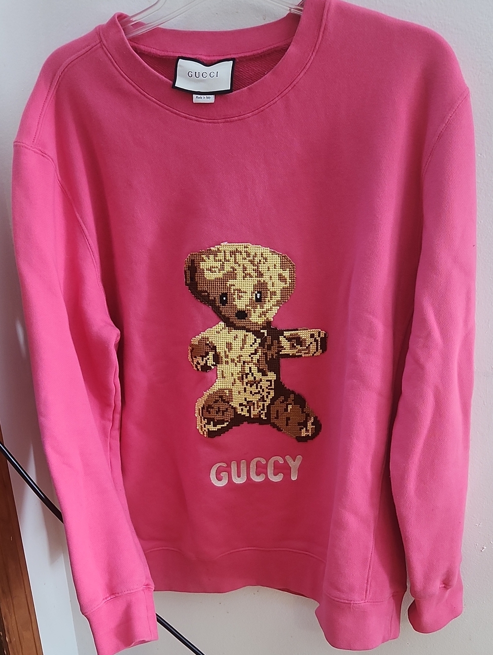 Gucci Hot Pink Teddy Logo Crewneck Sweatshirt